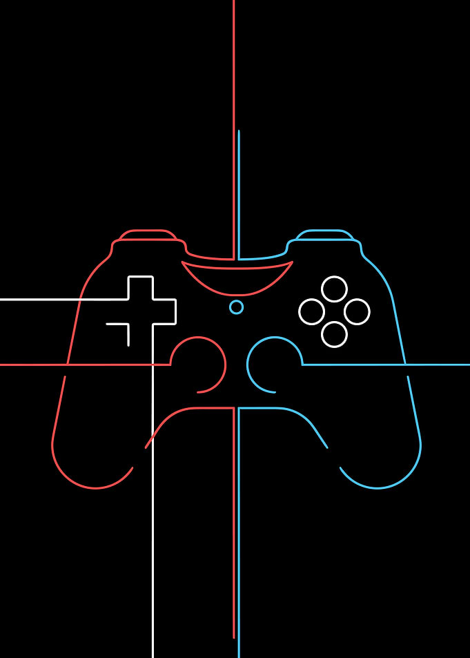 Minimalist Game Controller Line Art