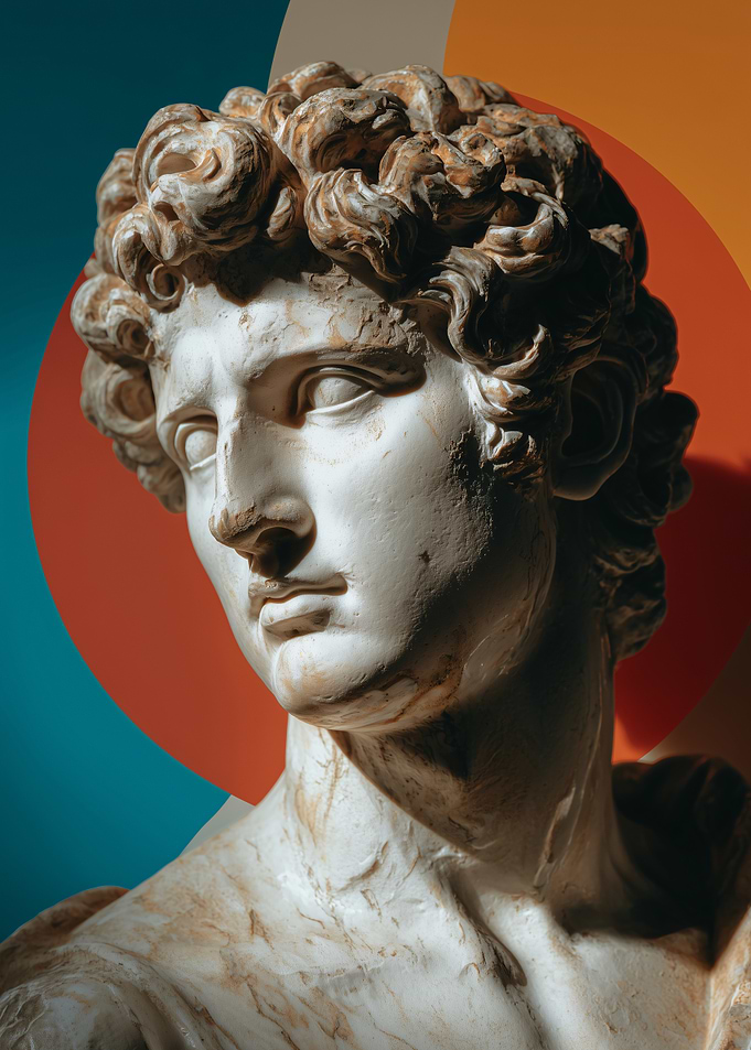 Classical Bust with Modern Background