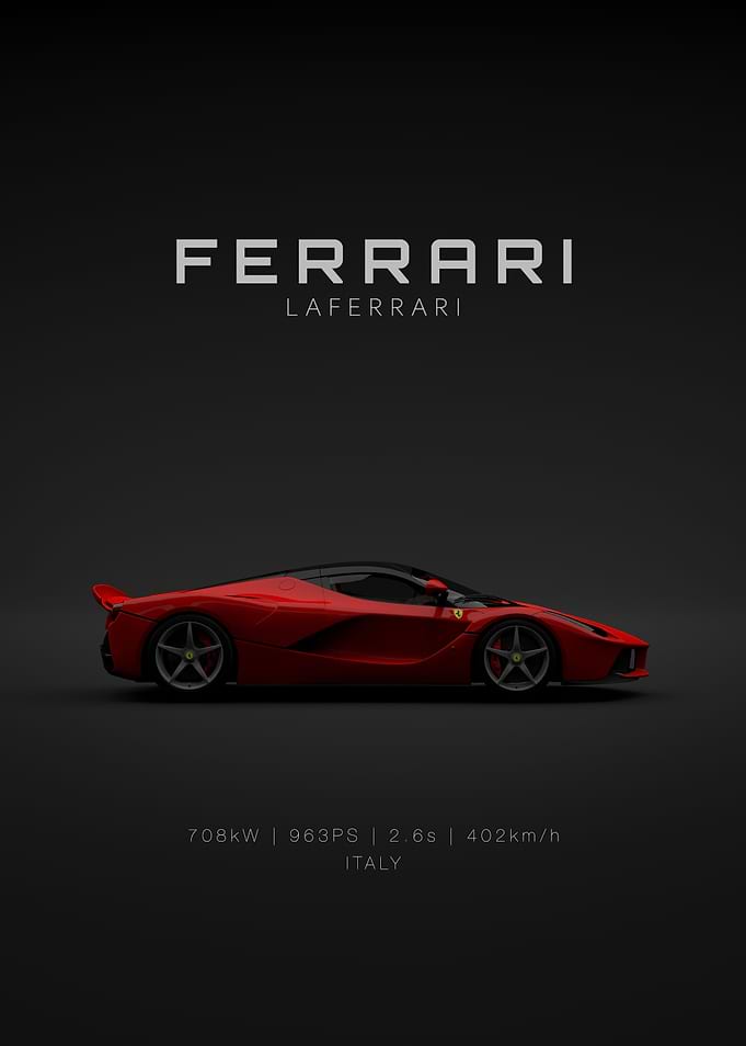 Ferrari LaFerrari Red Car Poster