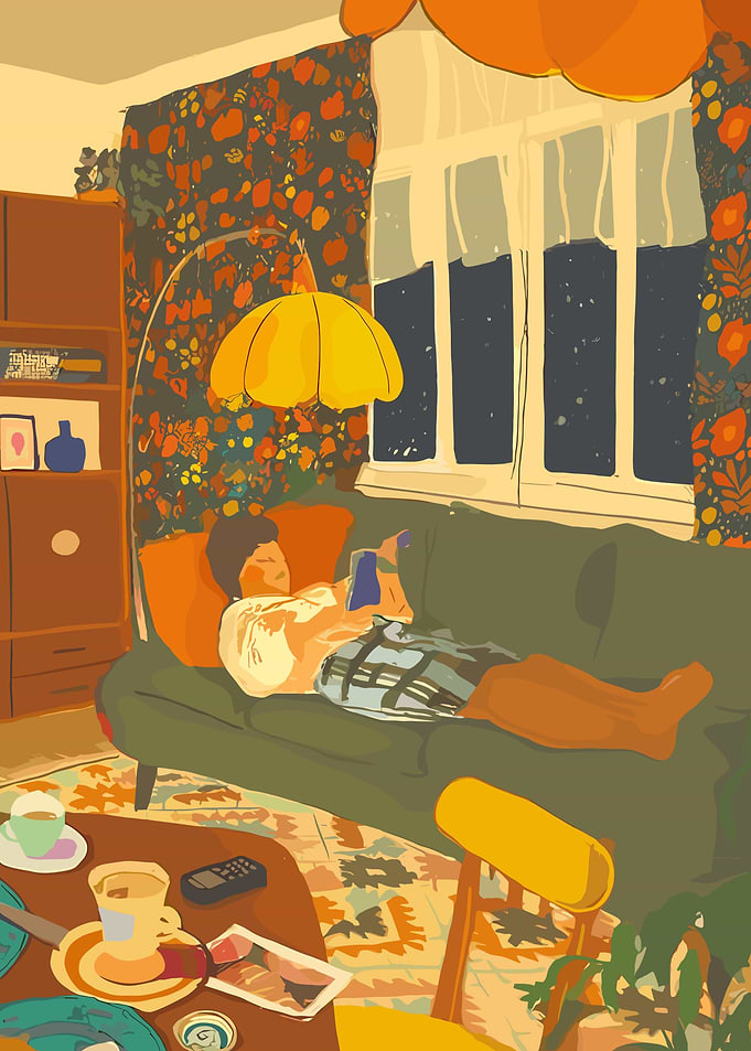 Cozy Reading Nook Illustration