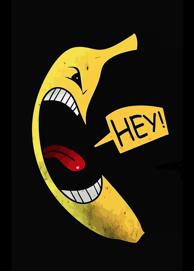 Angry Banana Cartoon Illustration