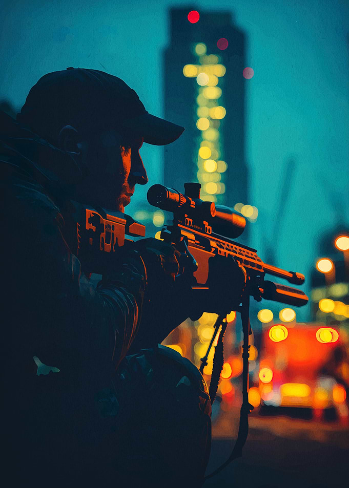 Sniper in the City at Night