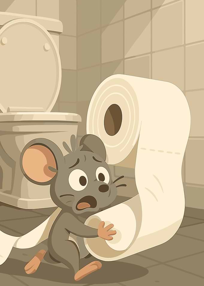 Scared Mouse with Toilet Paper Roll