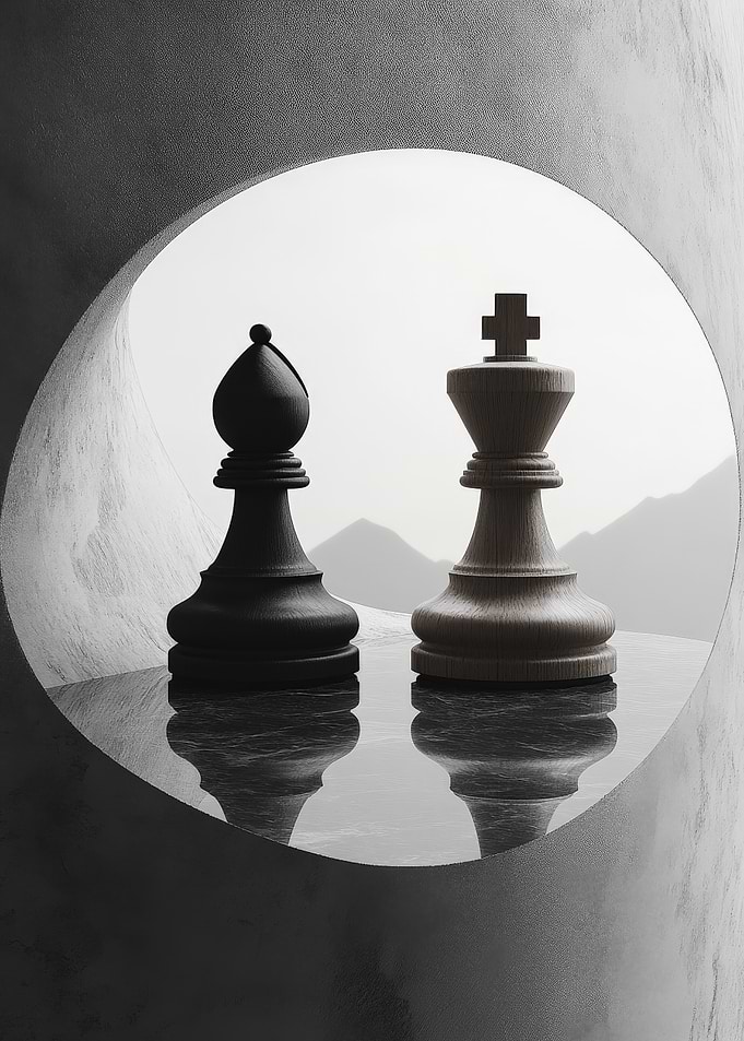 Chess Pieces in a Stone Portal