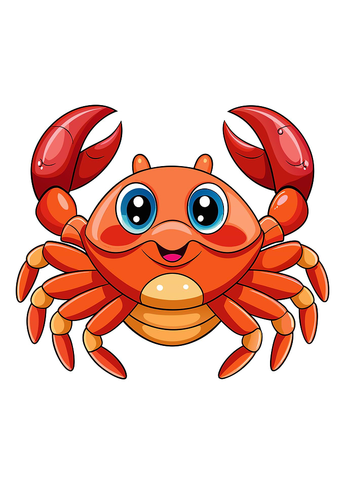 Cartoon Crab with Big Eyes