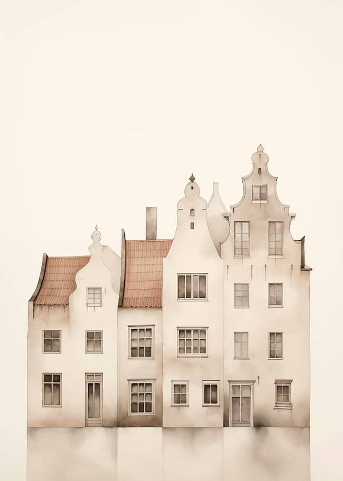 Dutch Houses Watercolor