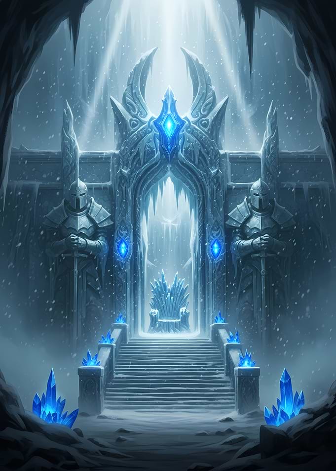 Icy Throne Room with Knight Guardians