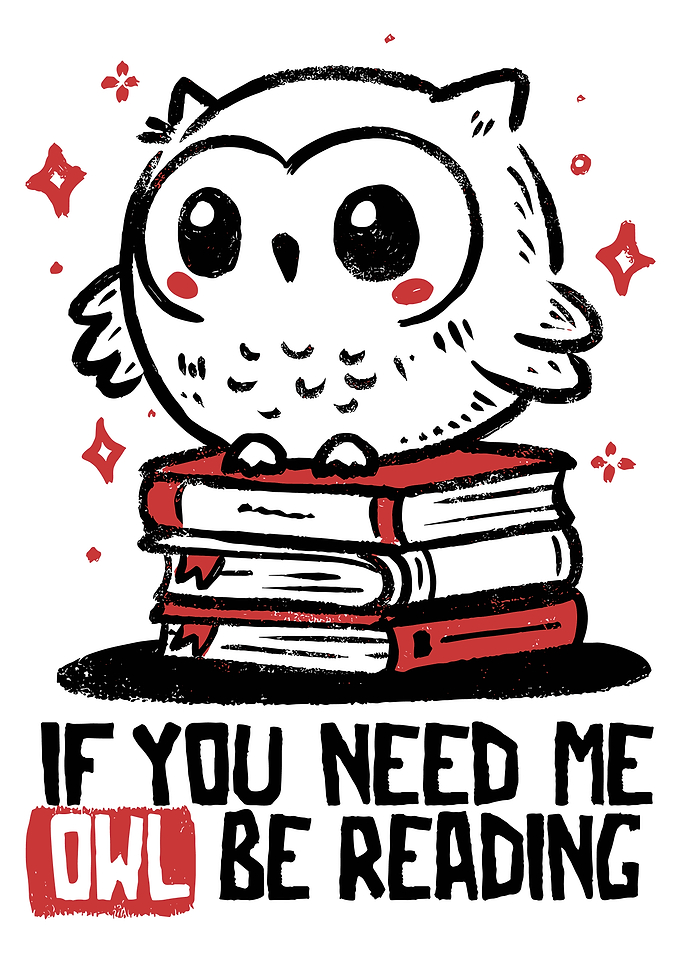 Owl on Books - Reading Time