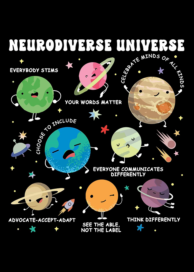 Neurodiverse Universe Cartoon Planets Illustration