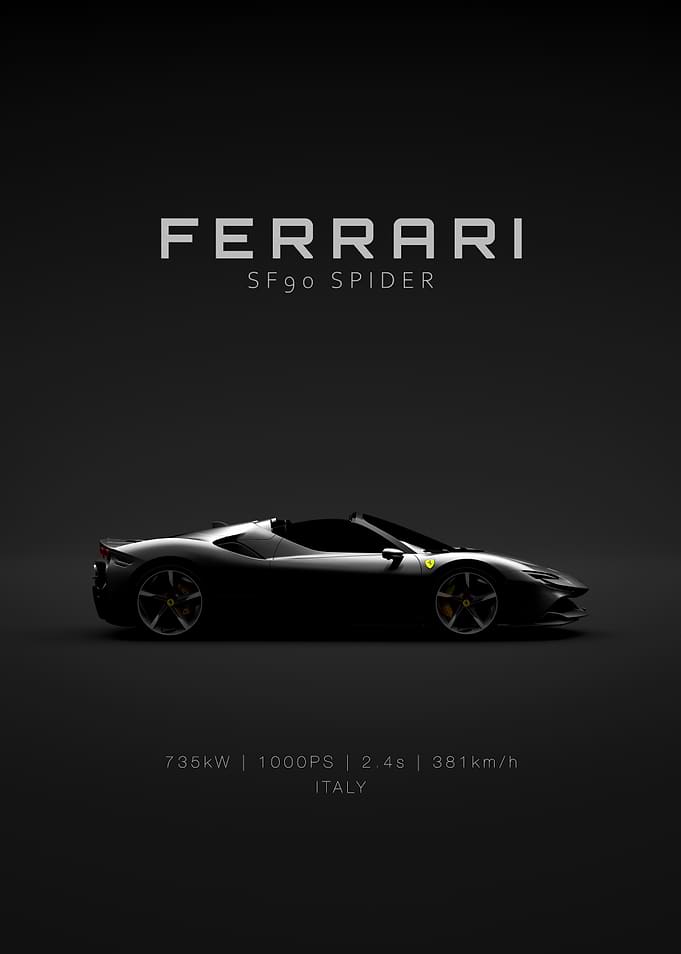 Ferrari SF90 Spider Car Poster