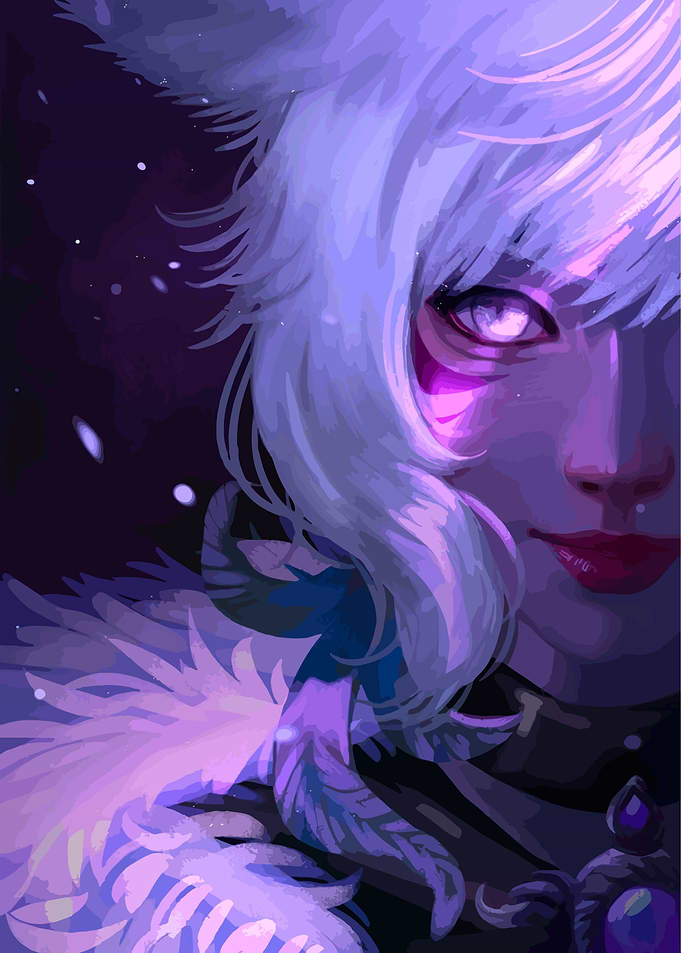 Anime Girl Portrait with Purple Accents
