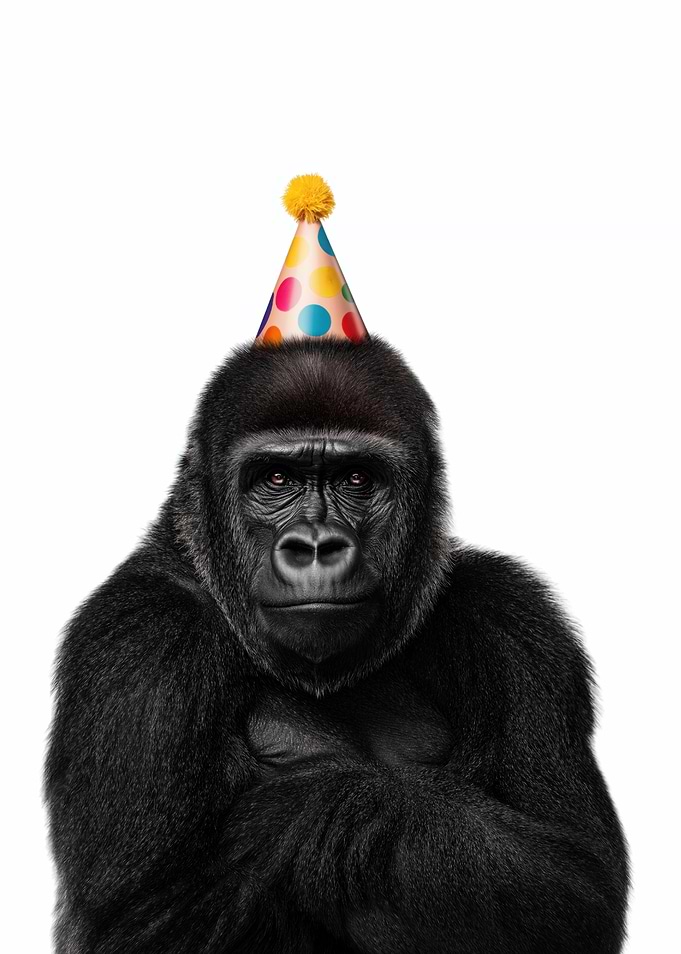 Gorilla with Party Hat