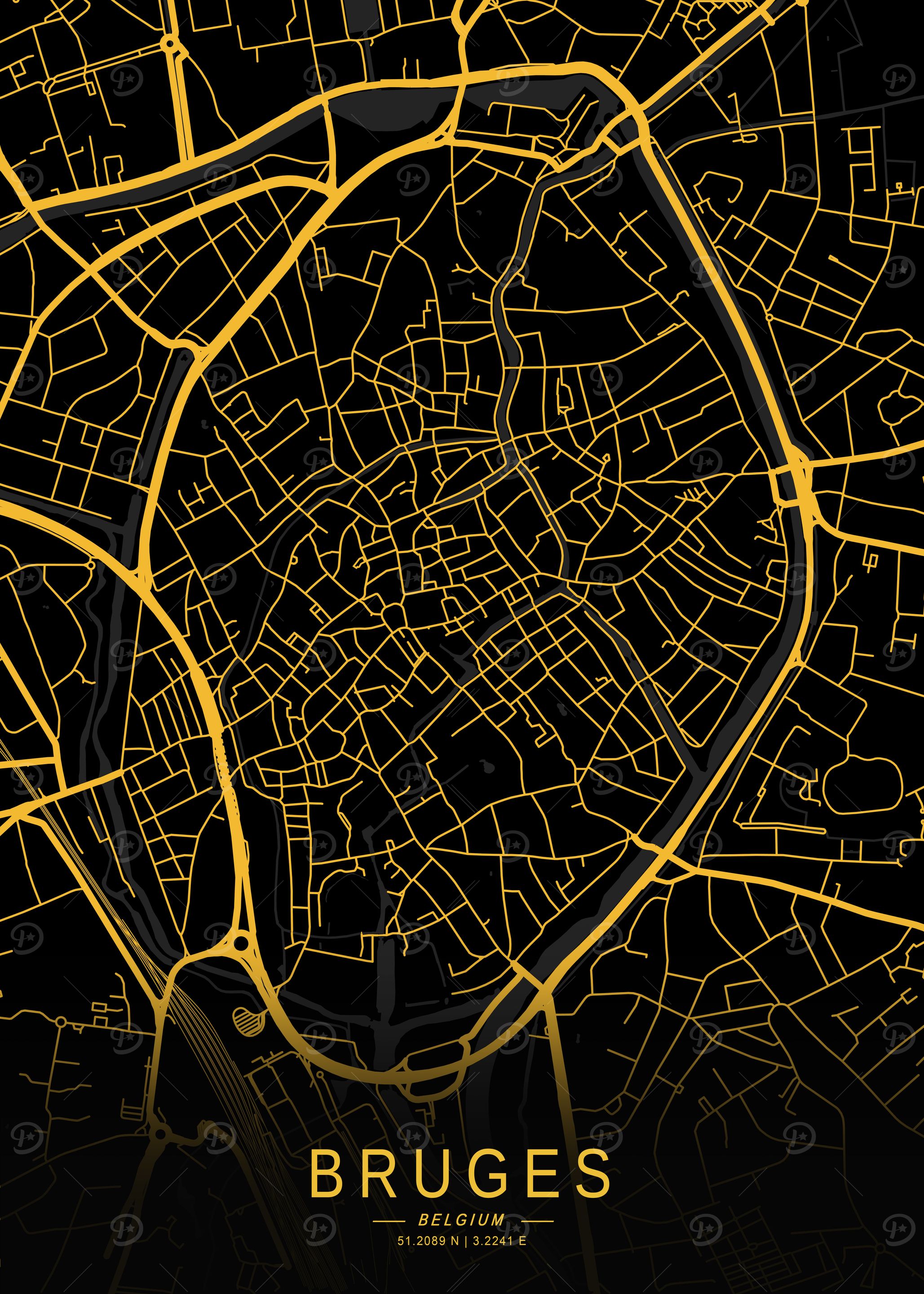 Golden Bruges City Map