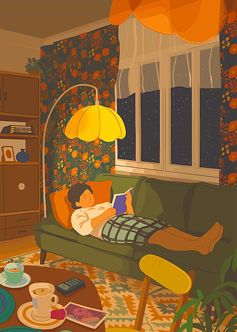 Cozy Evening Reading at Home