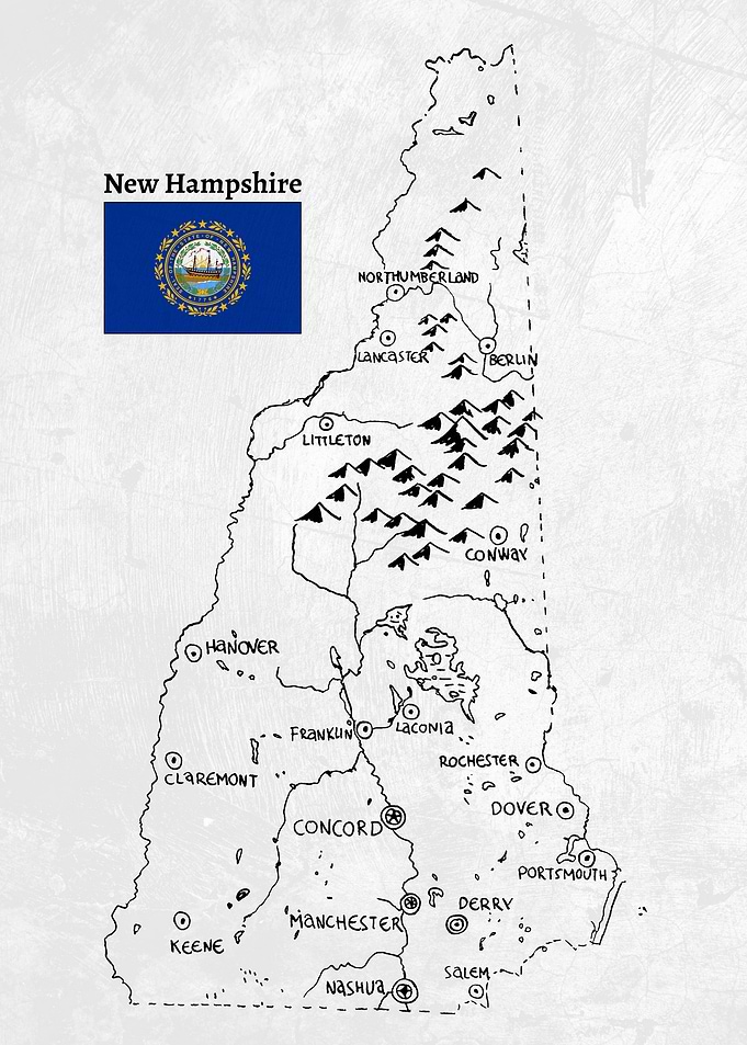 Hand Drawn Map of New Hampshire