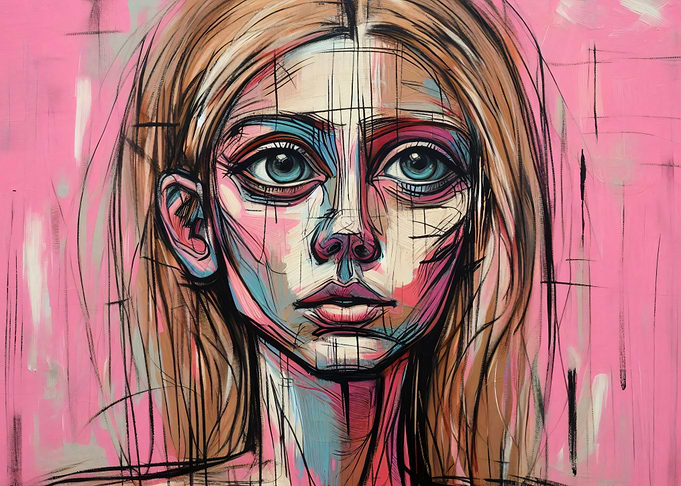 Gwyneth - Expressiv Portrait of a Woman with Pink Background