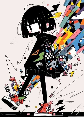 Stylized Character with Abstract Geometric Elements