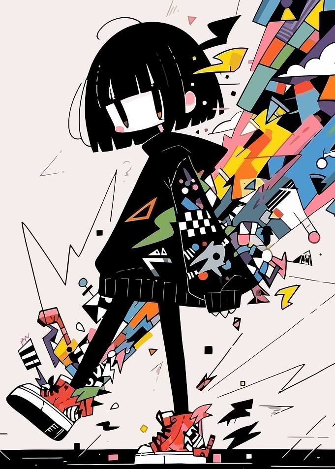 Stylized Character with Abstract Geometric Elements