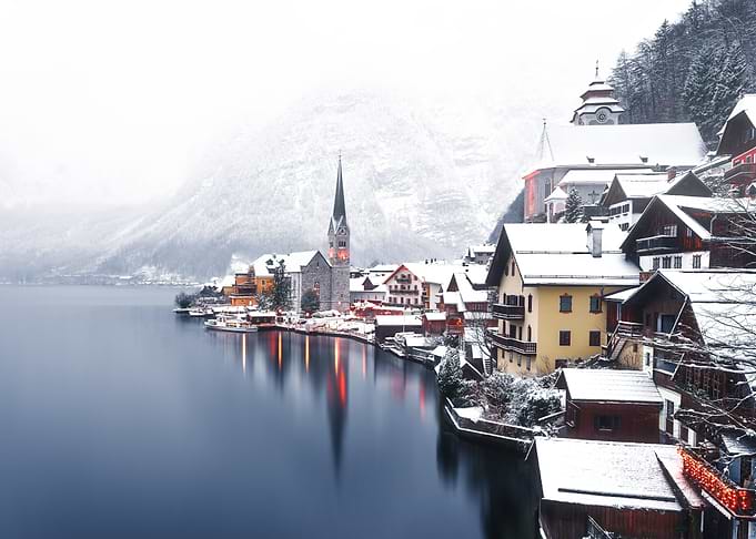 Hallstatt Austria Winter Scenery