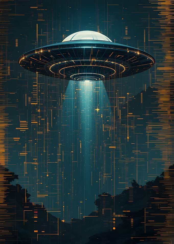 UFO with Beam of Light
