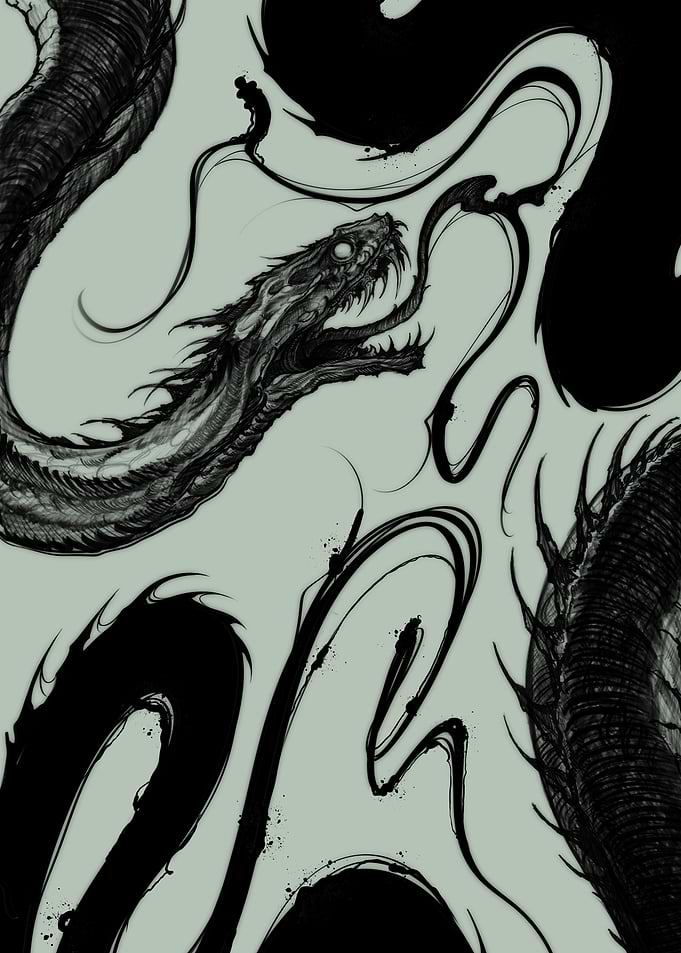 Serpentine Ink Drawing