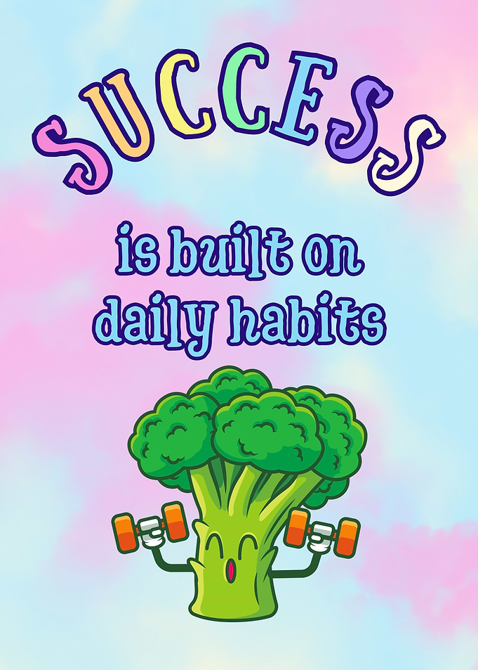 Success and Daily Habits Cartoon