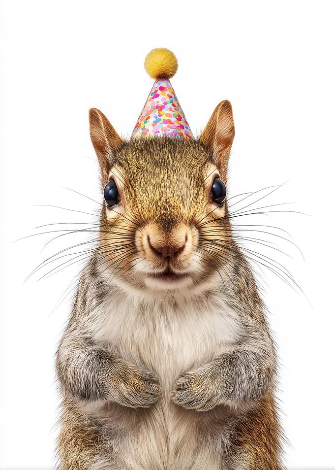 Squirrel with Party Hat