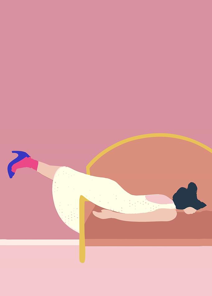 Woman Resting on Couch Illustration