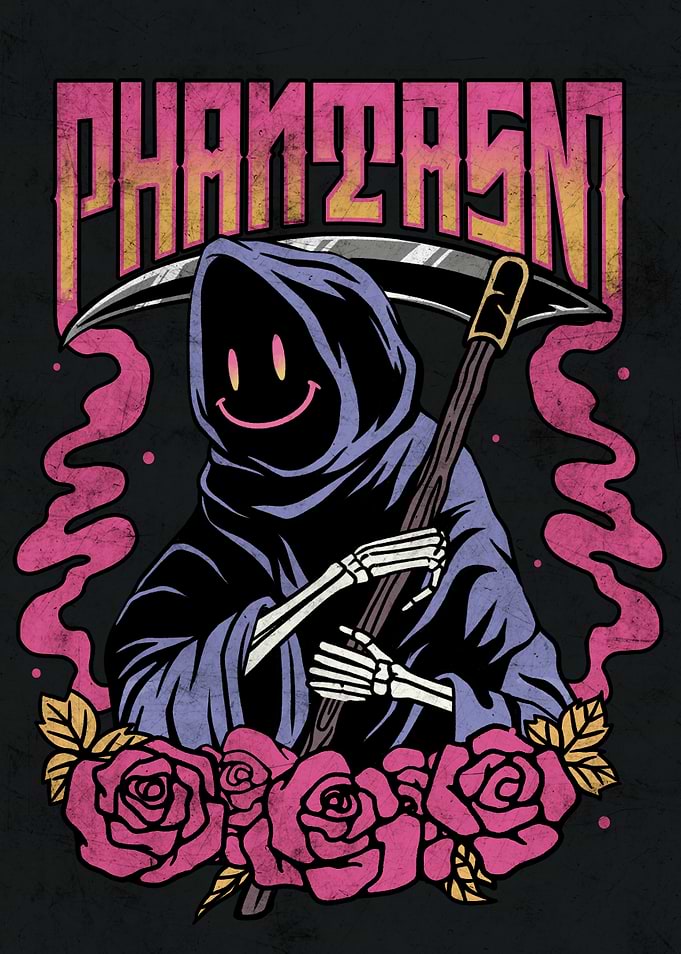 Smiling Grim Reaper with Roses