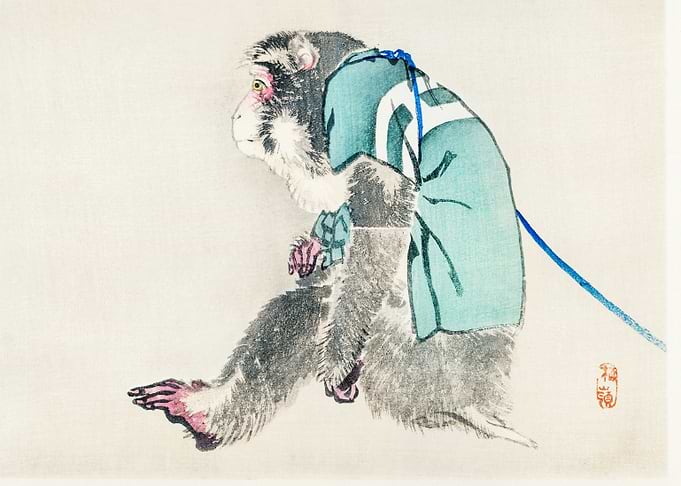 Japanese Woodblock Print of a Monkey