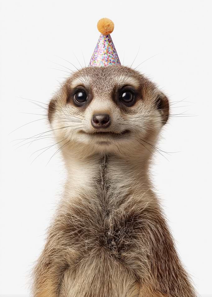 Meerkat Wearing Party Hat