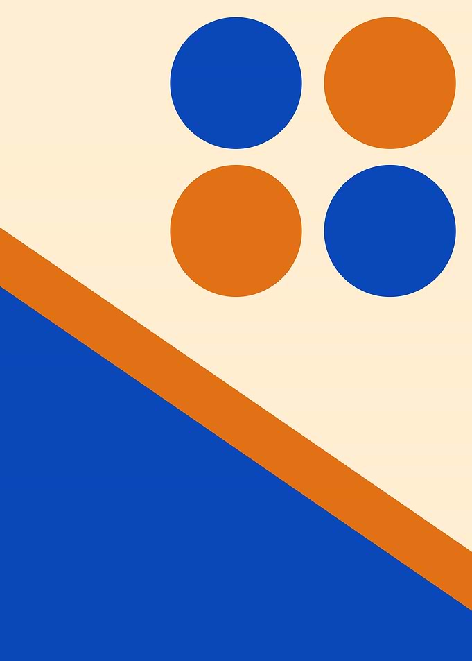 Abstract Geometric Composition in Blue and Orange