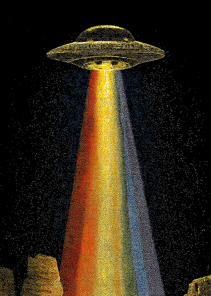 UFO with Rainbow Beam