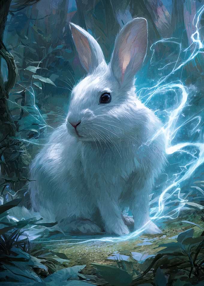 White Rabbit with Electric Aura