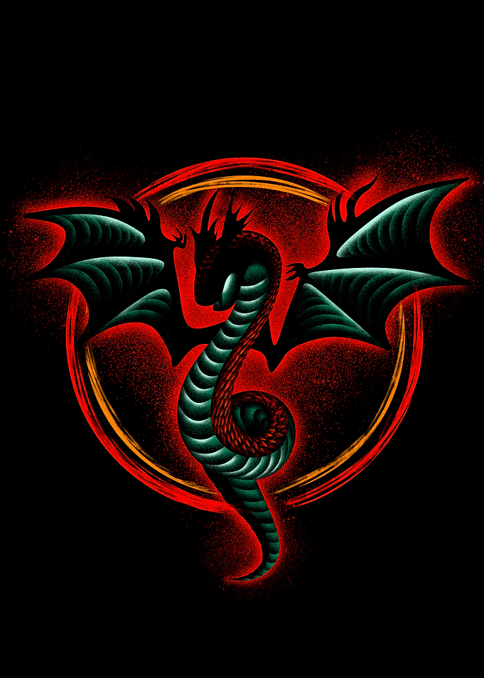 Dragon emblem with red circle
