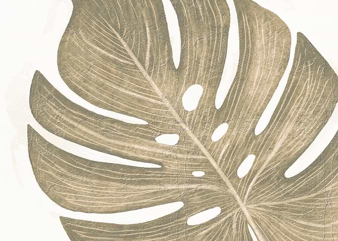 Beige Monstera Leaf Two