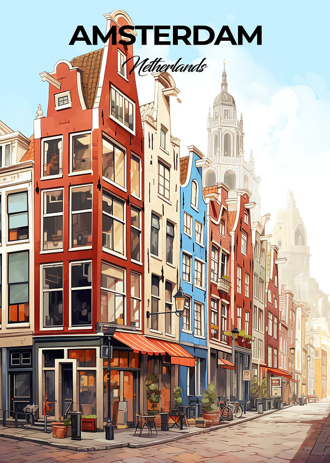 Amsterdam Netherlands Travel Poster