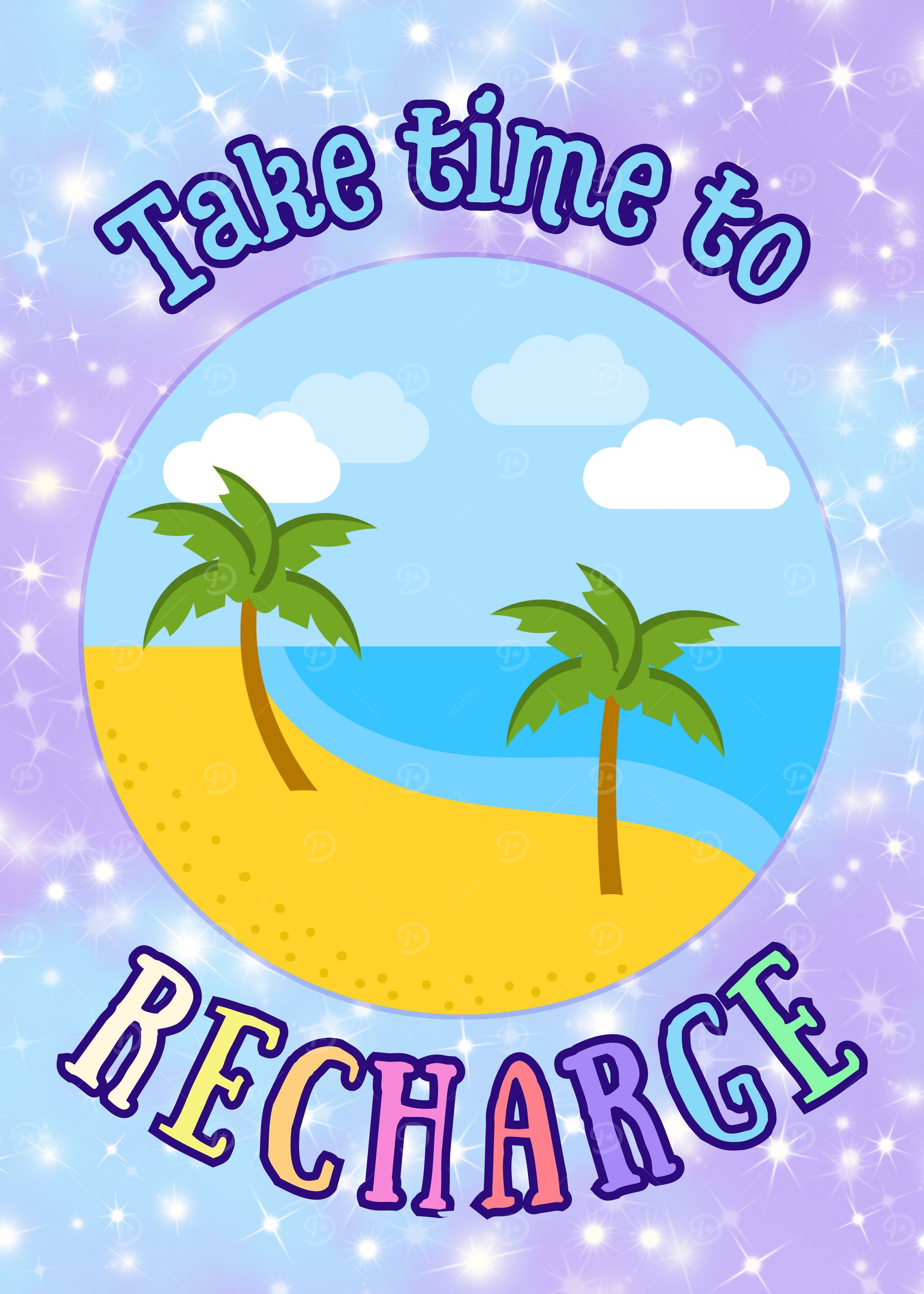 Take Time to Recharge Beach Scene