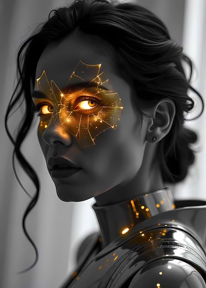 Woman with Golden Mask and Armor