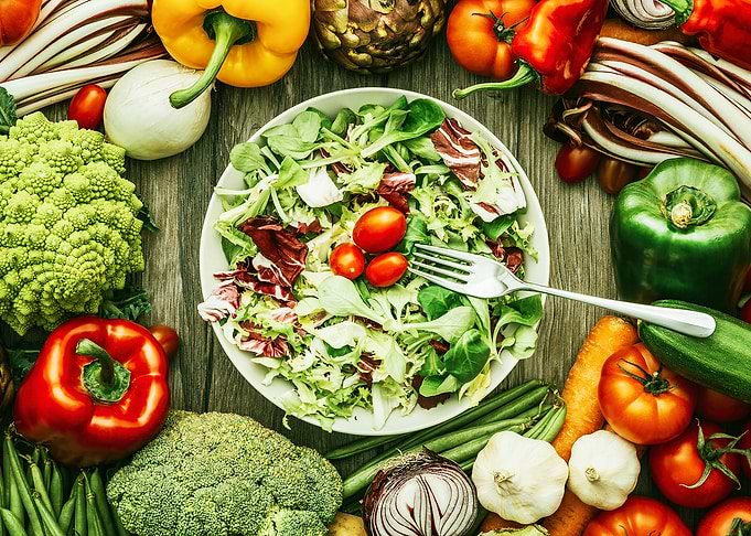Fresh Salad and Vegetables Still Life