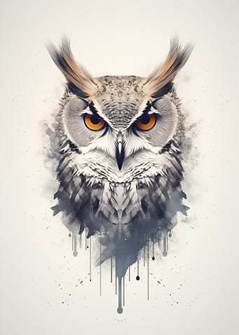 Owl Portrait Watercolor