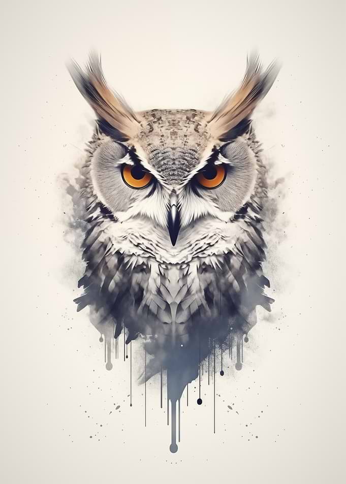 Owl Portrait Watercolor