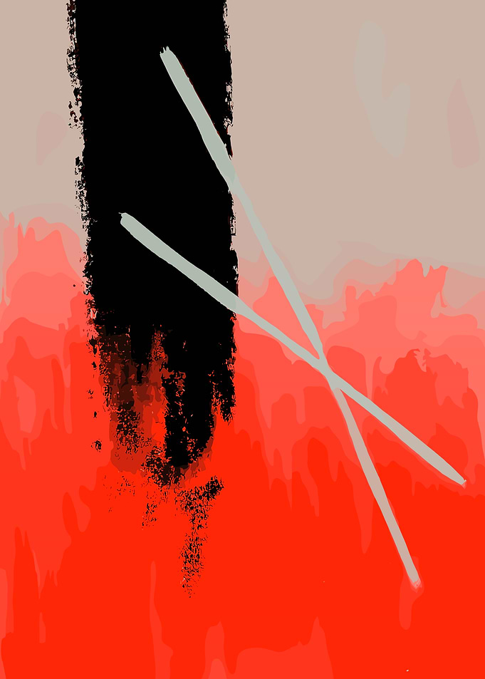 Abstract Red and Black Composition
