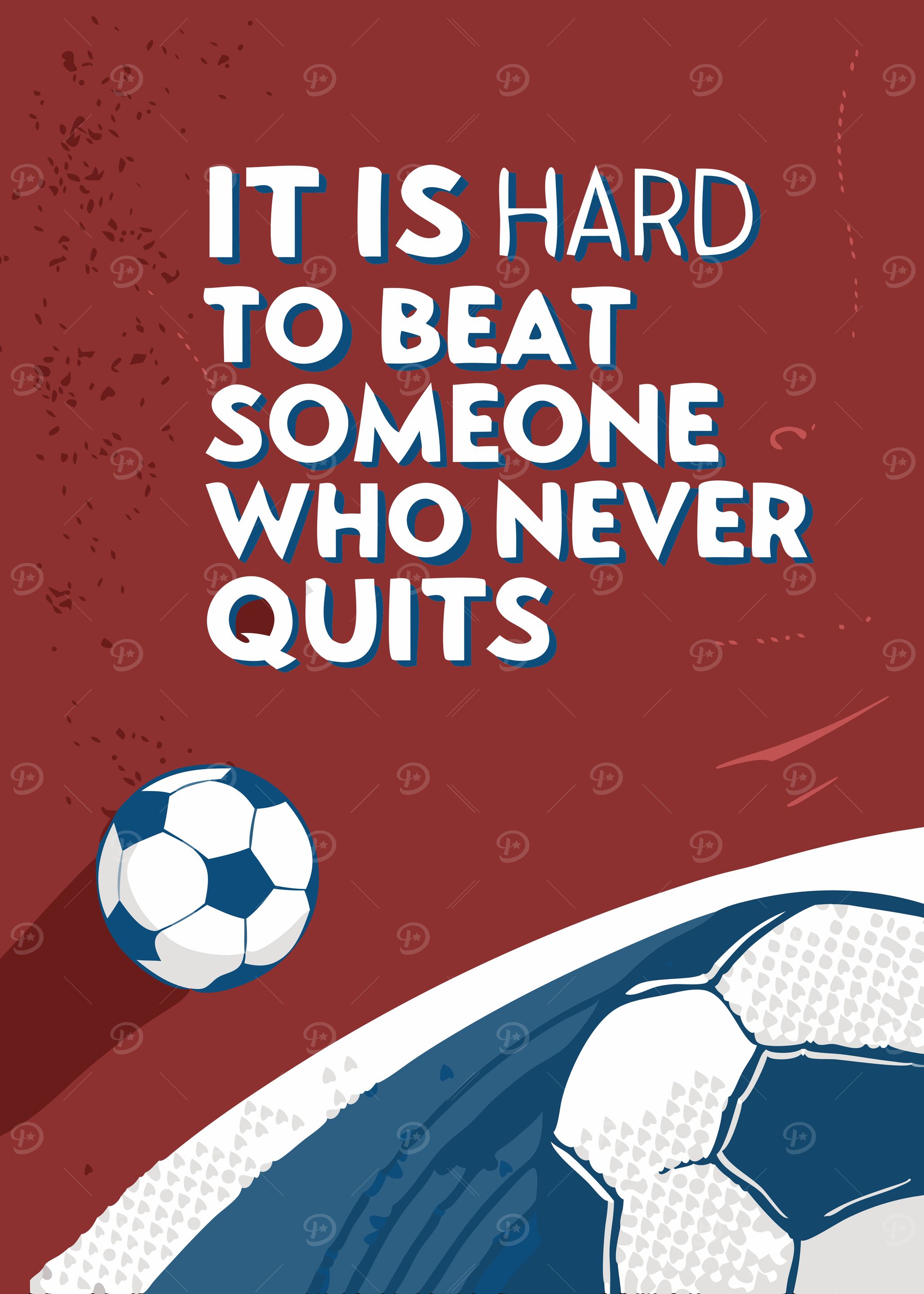 Soccer Sport Motivational Saying | 'Never Quits' Inspirational Quote Wall Art | Football Poster for Gym & Team Motivation