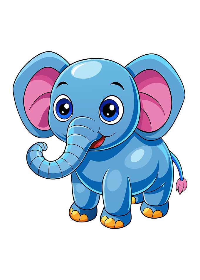 Cute Blue Cartoon Elephant Illustration