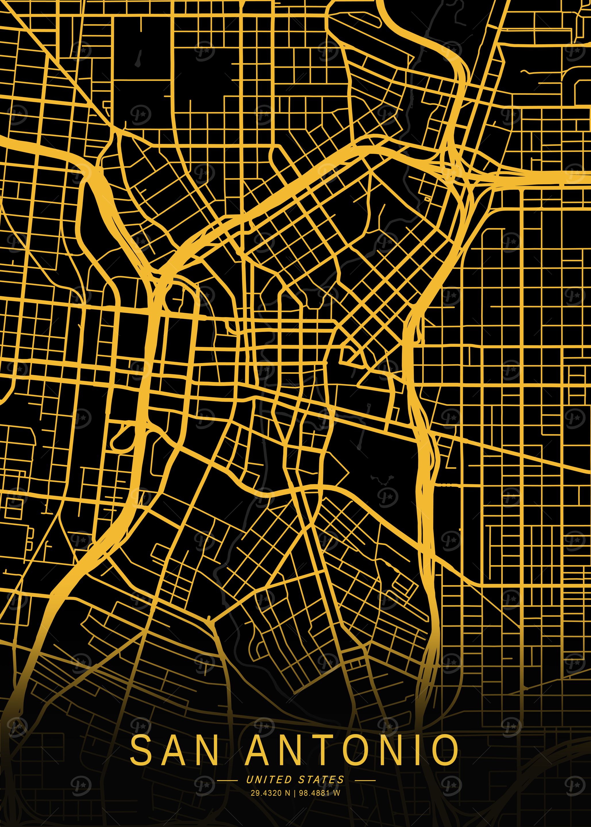 Golden San Antonio City Map