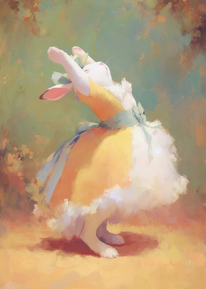 Dancing Rabbit in a Yellow Dress