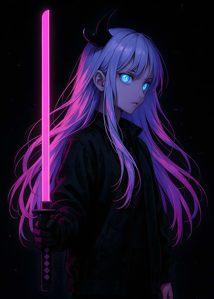 Anime Girl with Neon Sword