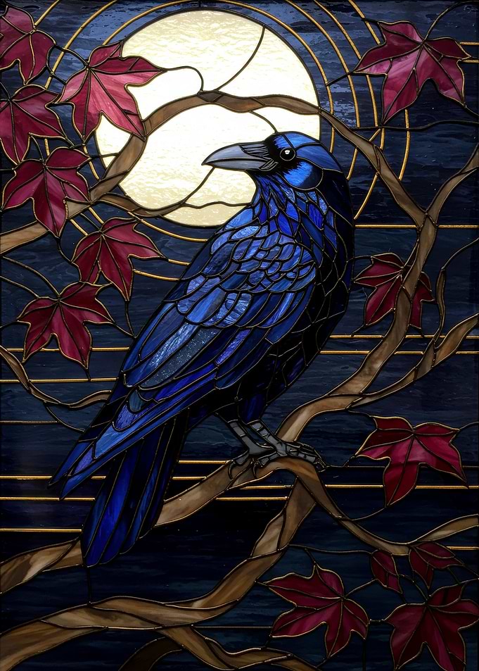 Raven in Stained Glass