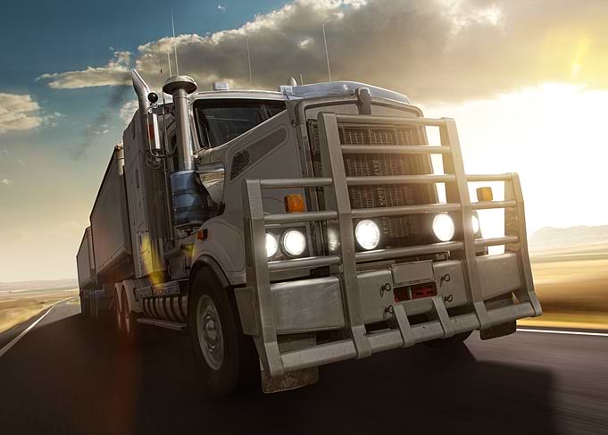 Truck on Highway at Sunset